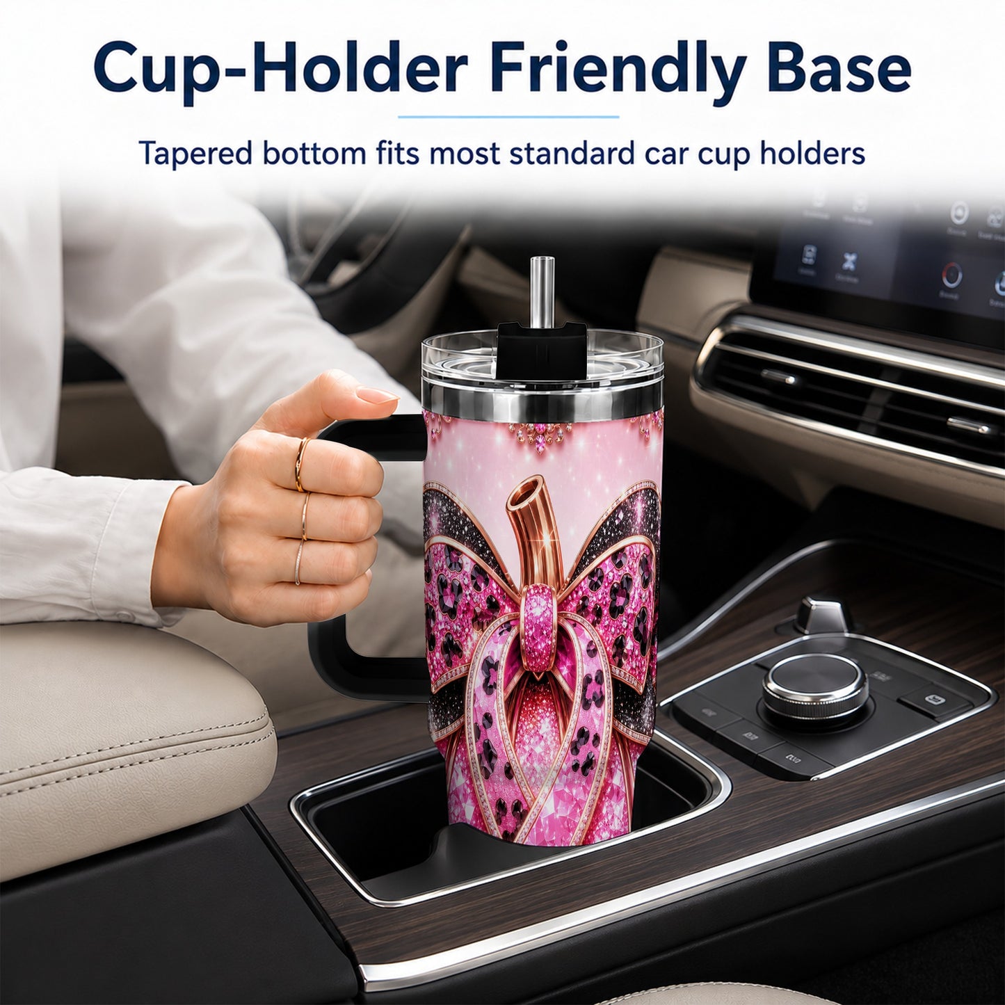 #pl[40oz|Black] Ribbon Pumpkin 40oz Tumbler with Handle, Awareness Travel Cup