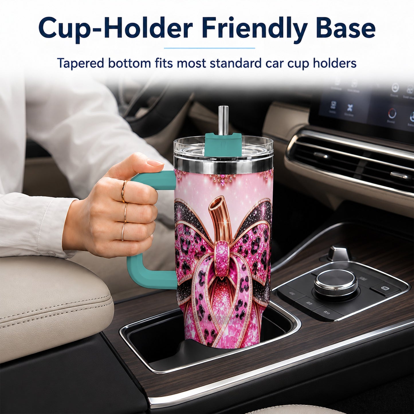#pl[40oz|Green] Ribbon Pumpkin 40oz Tumbler with Handle, Awareness Travel Cup