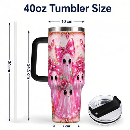 #pl[40oz|Black] Halloween Ghost 40oz Tumbler with Handle, Cute Spooky Travel Cup