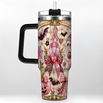 #pl[40oz|Black] Awareness Ribbon Ghost 40oz Tumbler with Handle, Halloween Travel Cup