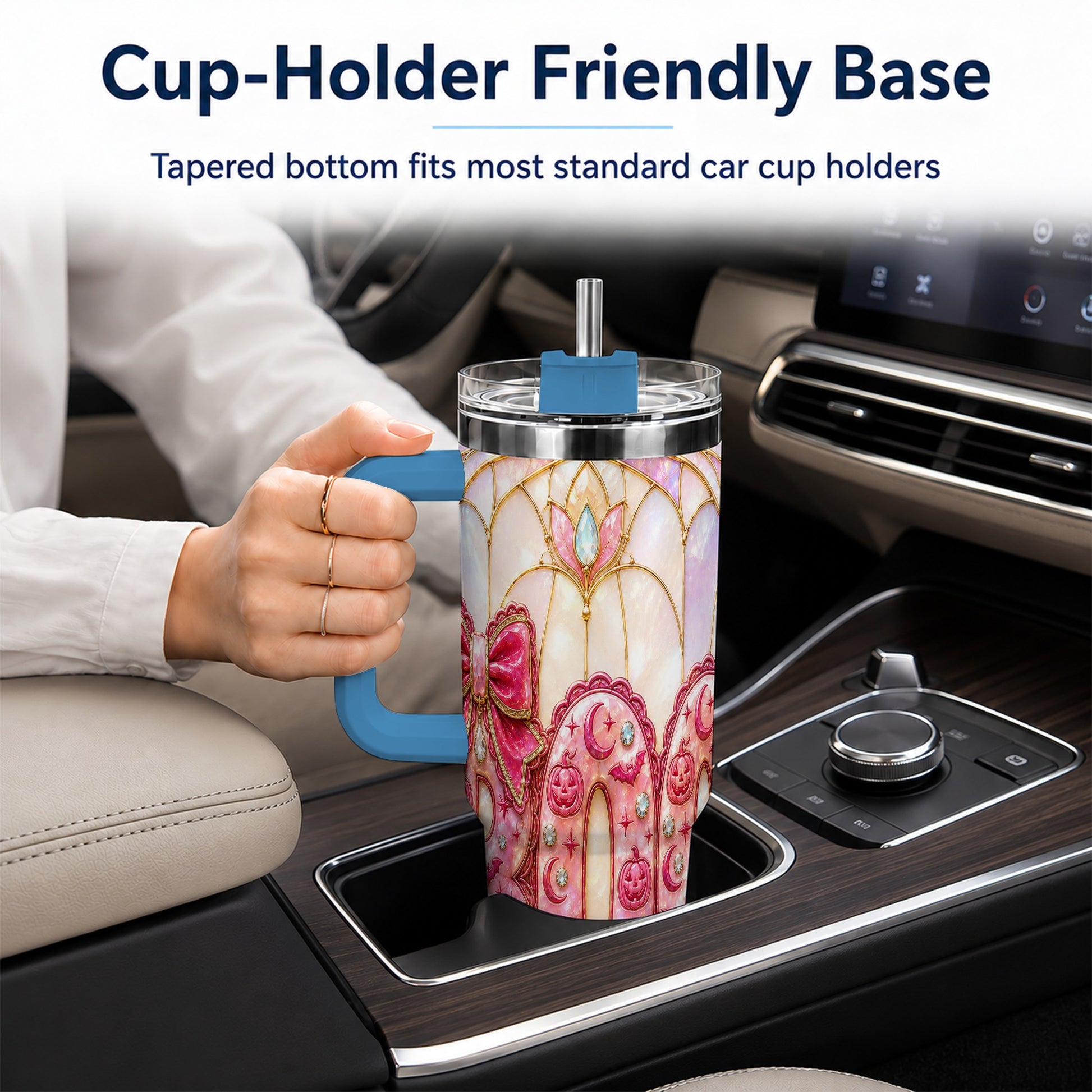 #pl[40oz|Blue] Halloween Pumpkin 40oz Tumbler with Handle, Stainless Steel Travel Cup