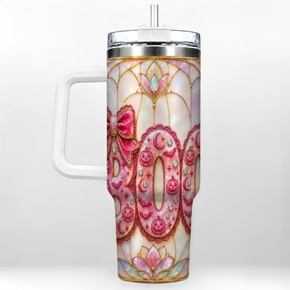 #pl[40oz|White] Halloween Pumpkin 40oz Tumbler with Handle, Stainless Steel Travel Cup