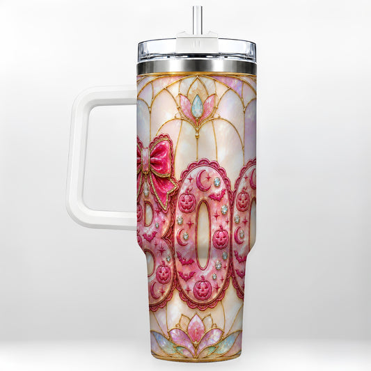 #pl[40oz|White] Halloween Pumpkin 40oz Tumbler with Handle, Stainless Steel Travel Cup