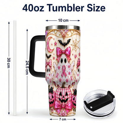 #pl[40oz|Black] Ghost Trio Halloween 40oz Tumbler with Handle, Stainless Steel Travel Cup