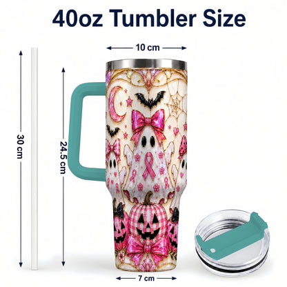 #pl[40oz|Green] Ghost Trio Halloween 40oz Tumbler with Handle, Stainless Steel Travel Cup