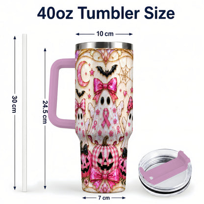 #pl[40oz|Pink] Ghost Trio Halloween 40oz Tumbler with Handle, Stainless Steel Travel Cup