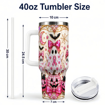 #pl[40oz|White] Ghost Trio Halloween 40oz Tumbler with Handle, Stainless Steel Travel Cup