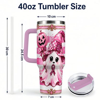 #pl[40oz|Pink] Pink Witch Ghost 40oz Tumbler with Handle, Halloween Travel Cup