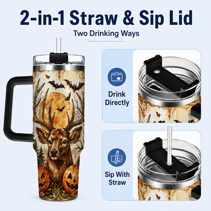#pl[40oz|Black] Halloween Deer 40oz Tumbler with Handle, Stainless Steel Tumbler