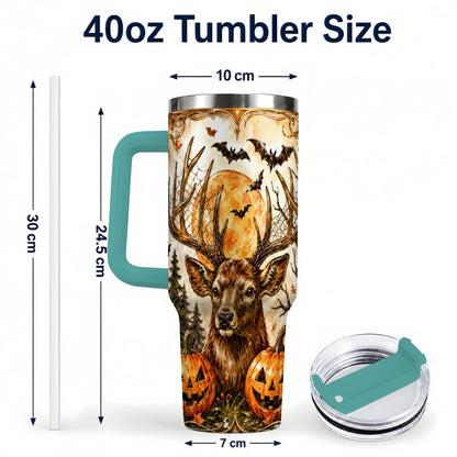 #pl[40oz|Green] Halloween Deer 40oz Tumbler with Handle, Stainless Steel Tumbler