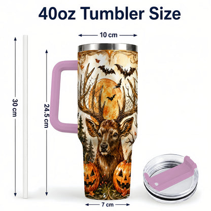 #pl[40oz|Pink] Halloween Deer 40oz Tumbler with Handle, Stainless Steel Tumbler