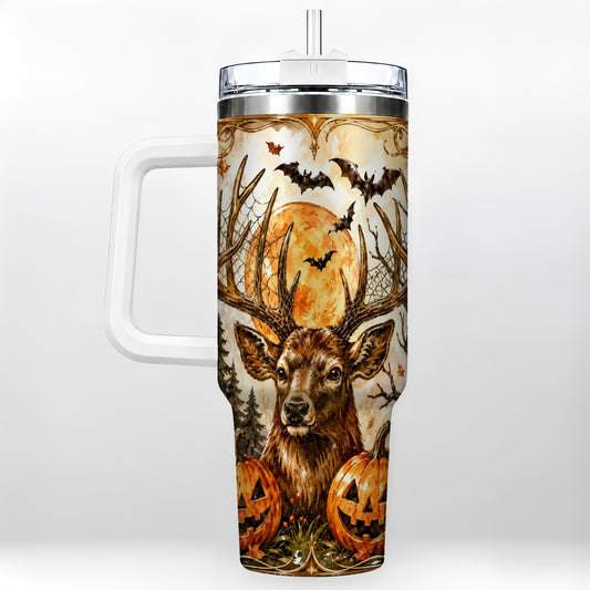 #pl[40oz|White] Halloween Deer 40oz Tumbler with Handle, Stainless Steel Tumbler