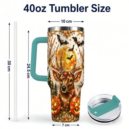 #pl[40oz|Green] Jeweled Deer 40oz Tumbler with Handle, Stainless Steel Tumbler