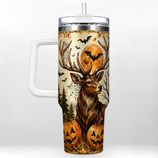 #pl[40oz|White] Autumn Deer 40oz Tumbler with Handle, Stainless Steel Tumbler