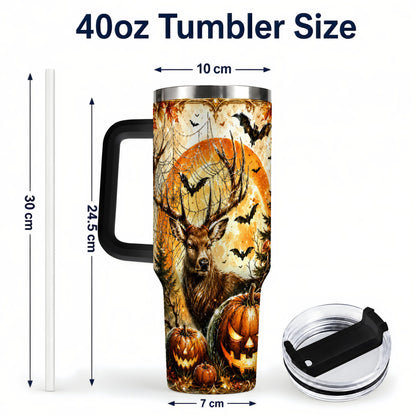 #pl[40oz|Black] Spiderweb Deer 40oz Tumbler with Handle, Stainless Steel Tumbler