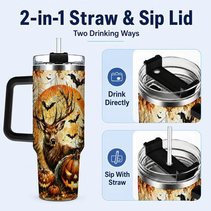 #pl[40oz|Black] Spiderweb Deer 40oz Tumbler with Handle, Stainless Steel Tumbler