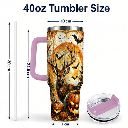 #pl[40oz|Pink] Spiderweb Deer 40oz Tumbler with Handle, Stainless Steel Tumbler