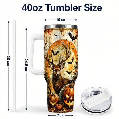 #pl[40oz|White] Spiderweb Deer 40oz Tumbler with Handle, Stainless Steel Tumbler