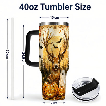 #pl[40oz|Black] Halloween Deer 40oz Tumbler, Ghost Pumpkin Stainless Steel Travel Cup