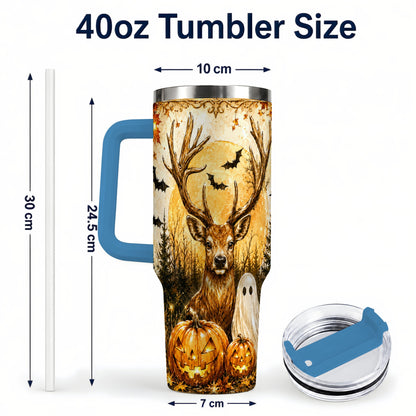 #pl[40oz|Blue] Halloween Deer 40oz Tumbler, Ghost Pumpkin Stainless Steel Travel Cup