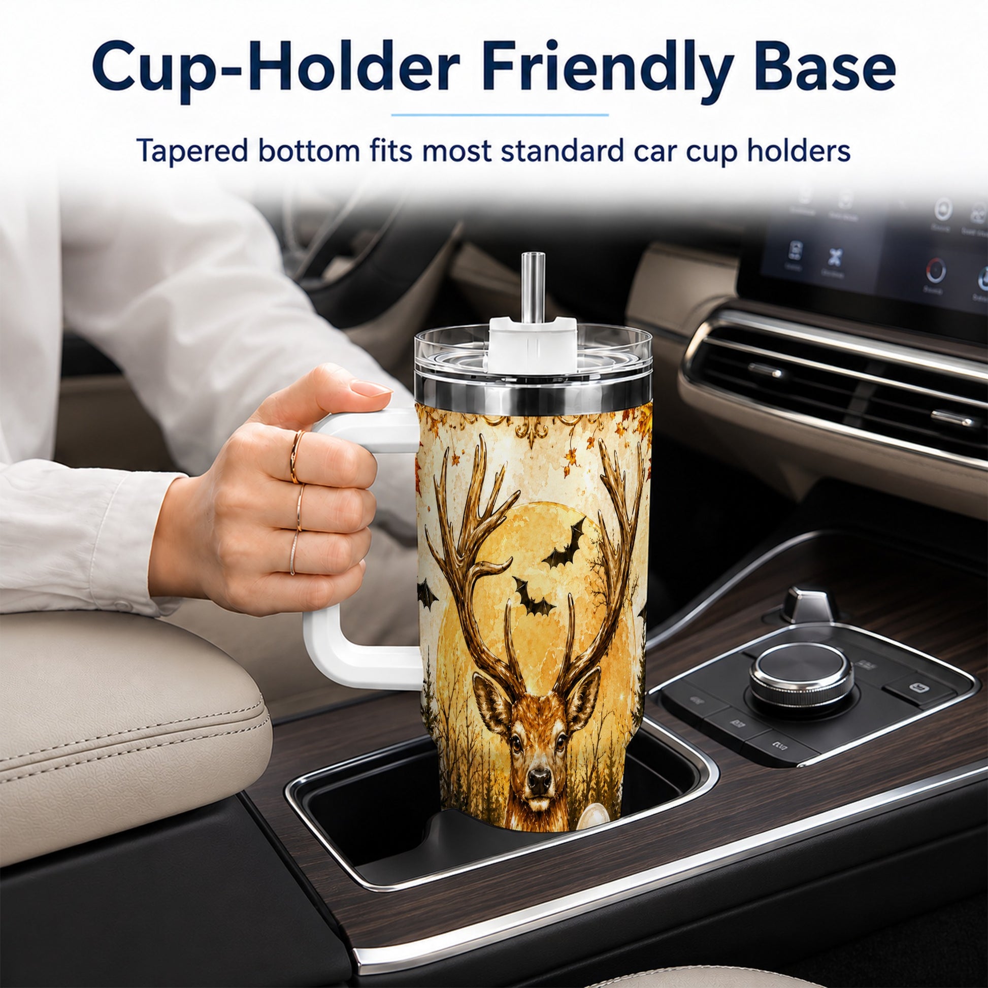 #pl[40oz|White] Halloween Deer 40oz Tumbler, Ghost Pumpkin Stainless Steel Travel Cup