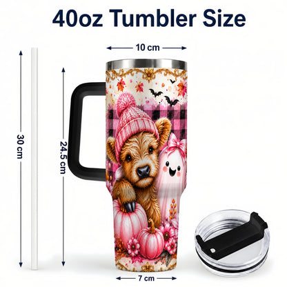 #pl[40oz|Black] Highland Cow 40oz Tumbler with Handle, Fall Stainless Steel Travel Cup