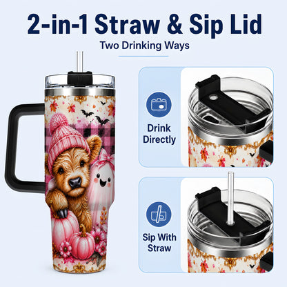#pl[40oz|Black] Highland Cow 40oz Tumbler with Handle, Fall Stainless Steel Travel Cup