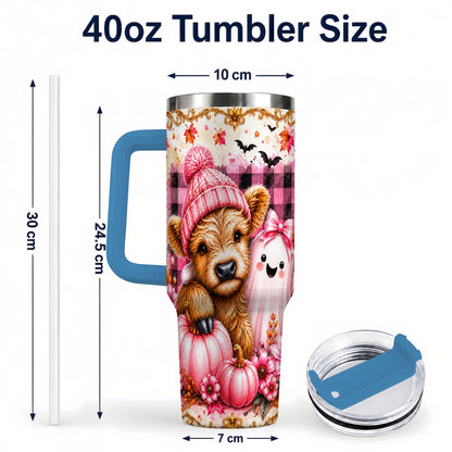 #pl[40oz|Blue] Highland Cow 40oz Tumbler with Handle, Fall Stainless Steel Travel Cup