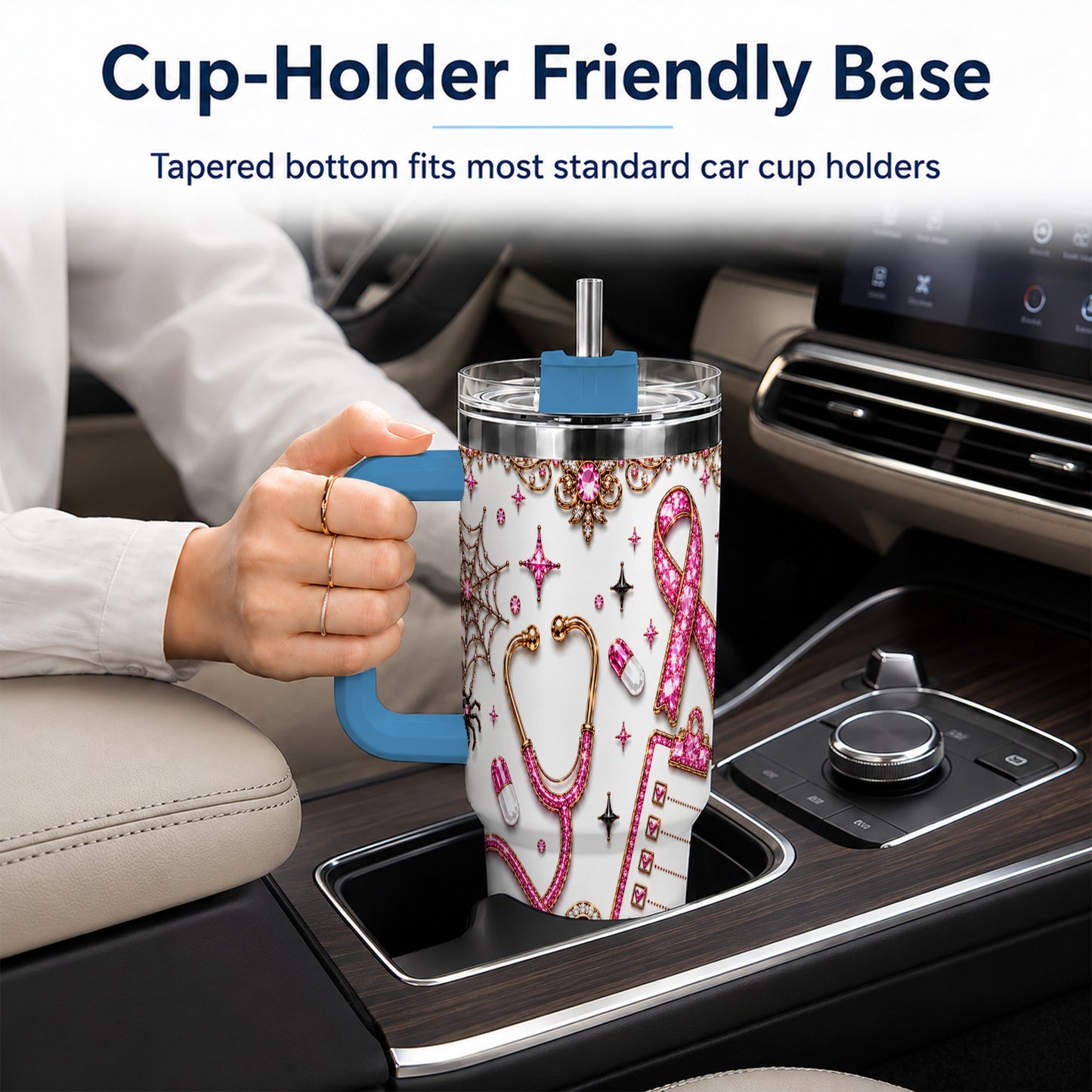 #pl[40oz|Blue] Medical Halloween 40oz Tumbler with Handle, Stainless Steel Travel Cup