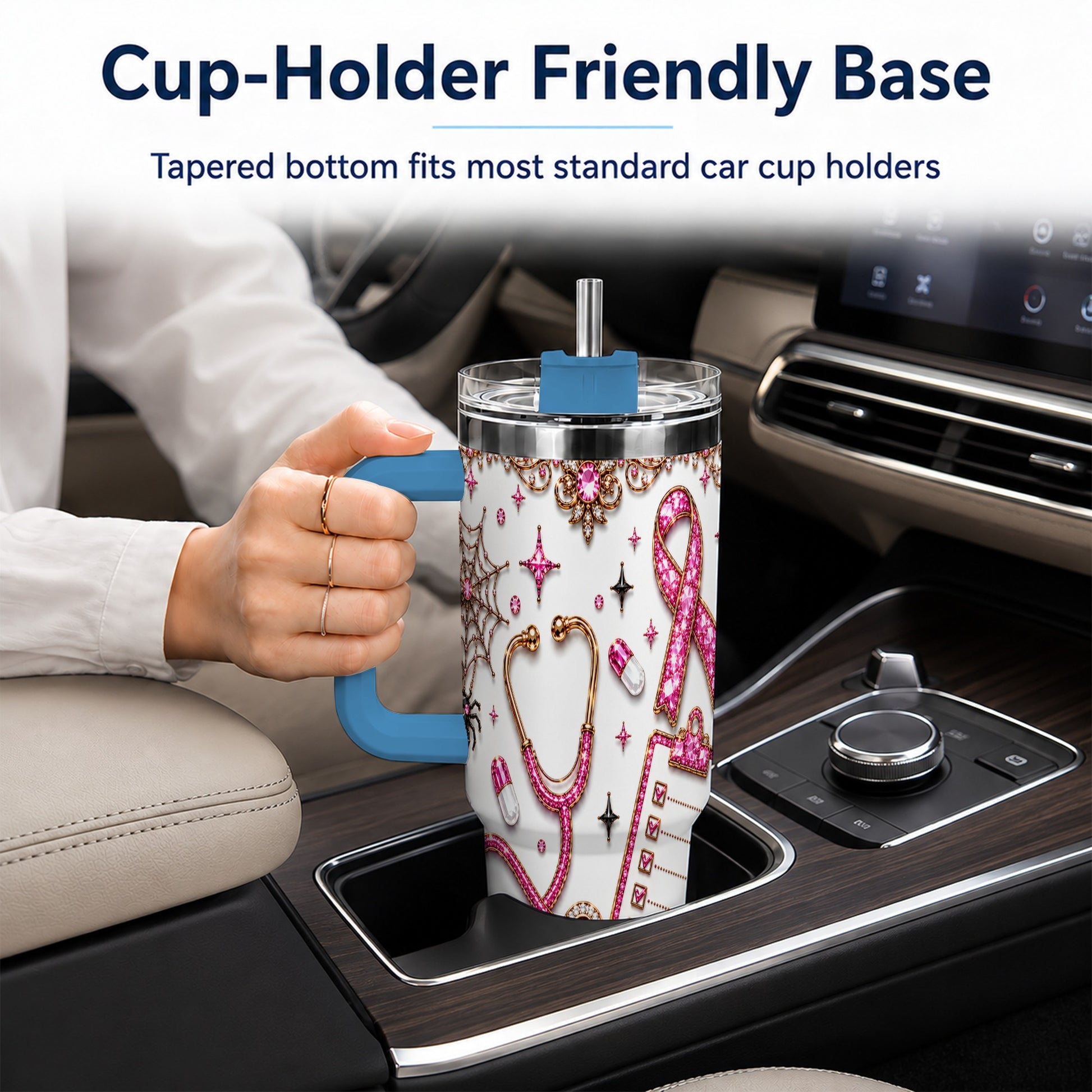 #pl[40oz|Blue] Medical Halloween 40oz Tumbler with Handle, Stainless Steel Travel Cup