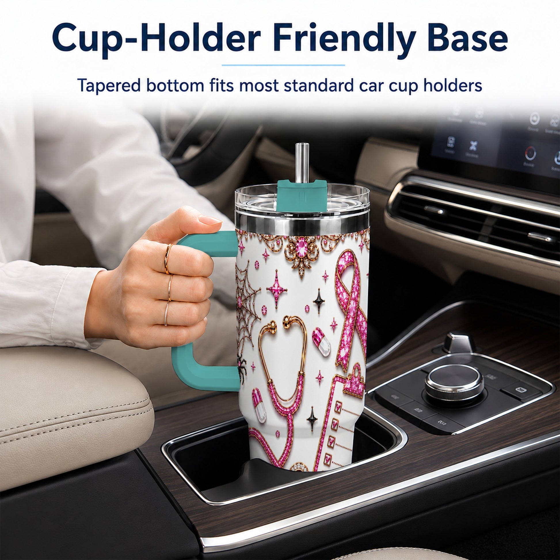 #pl[40oz|Green] Medical Halloween 40oz Tumbler with Handle, Stainless Steel Travel Cup