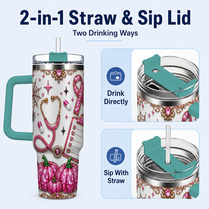 #pl[40oz|Green] Medical Halloween 40oz Tumbler with Handle, Stainless Steel Travel Cup