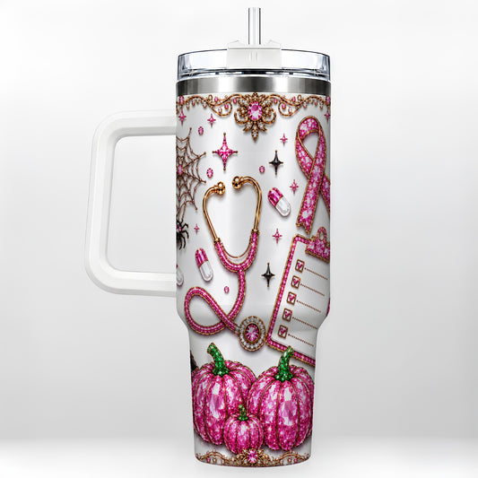 #pl[40oz|White] Medical Halloween 40oz Tumbler with Handle, Stainless Steel Travel Cup