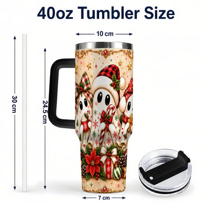 #pl[40oz|Black] Ghost Trio 40oz Tumbler with Handle, Christmas Stainless Steel Travel Cup