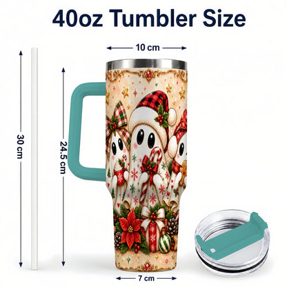 #pl[40oz|Green] Ghost Trio 40oz Tumbler with Handle, Christmas Stainless Steel Travel Cup