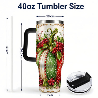 #pl[40oz|Black] Christmas Pumpkin 40oz Tumbler with Handle, Stainless Steel Travel Cup
