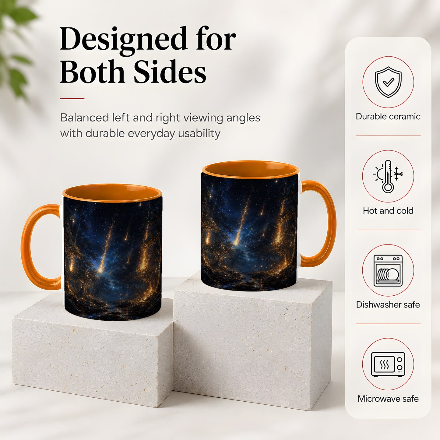 #pl[11oz|Orange] Meteor Shower Forest Ceramic Mug, Celestial Night Art
