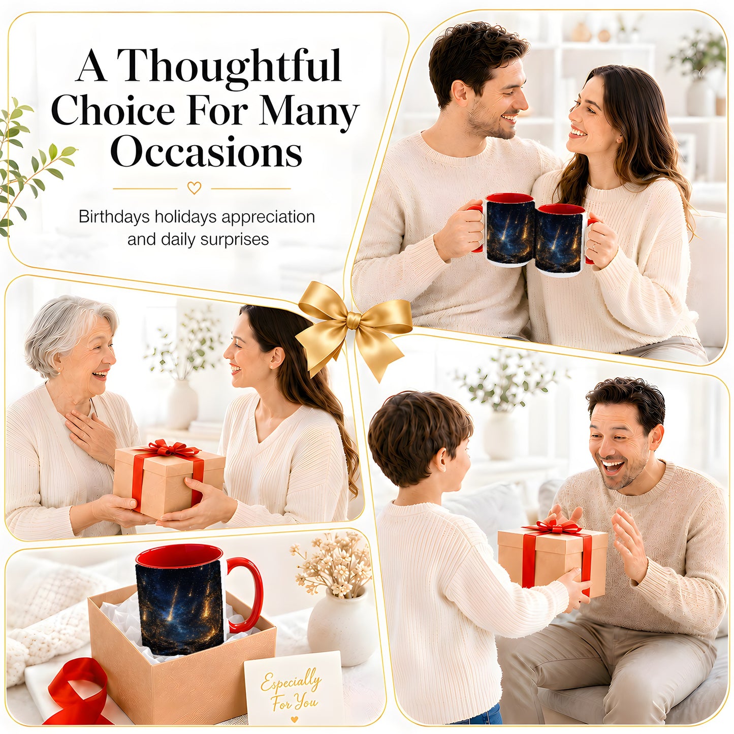 #pl[15oz|Red] Meteor Shower Forest Ceramic Mug, Celestial Night Art