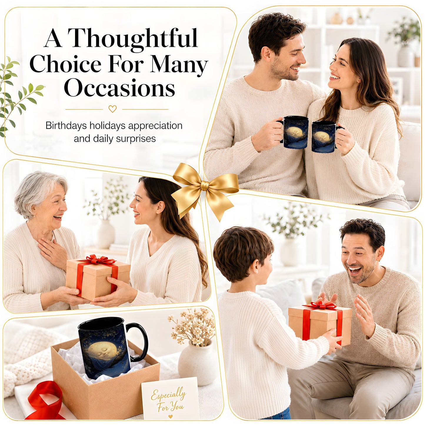#pl[11oz|Black] Sleeping Moon Ceramic Mug, Dreamy Celestial Night Art
