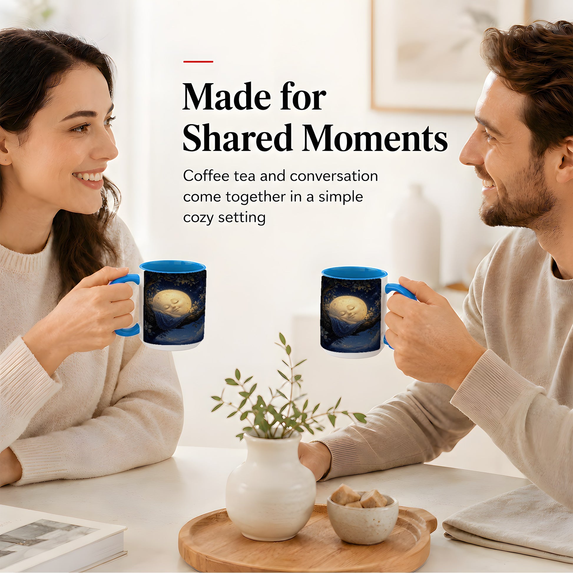 #pl[15oz|Blue] Sleeping Moon Ceramic Mug, Dreamy Celestial Night Art