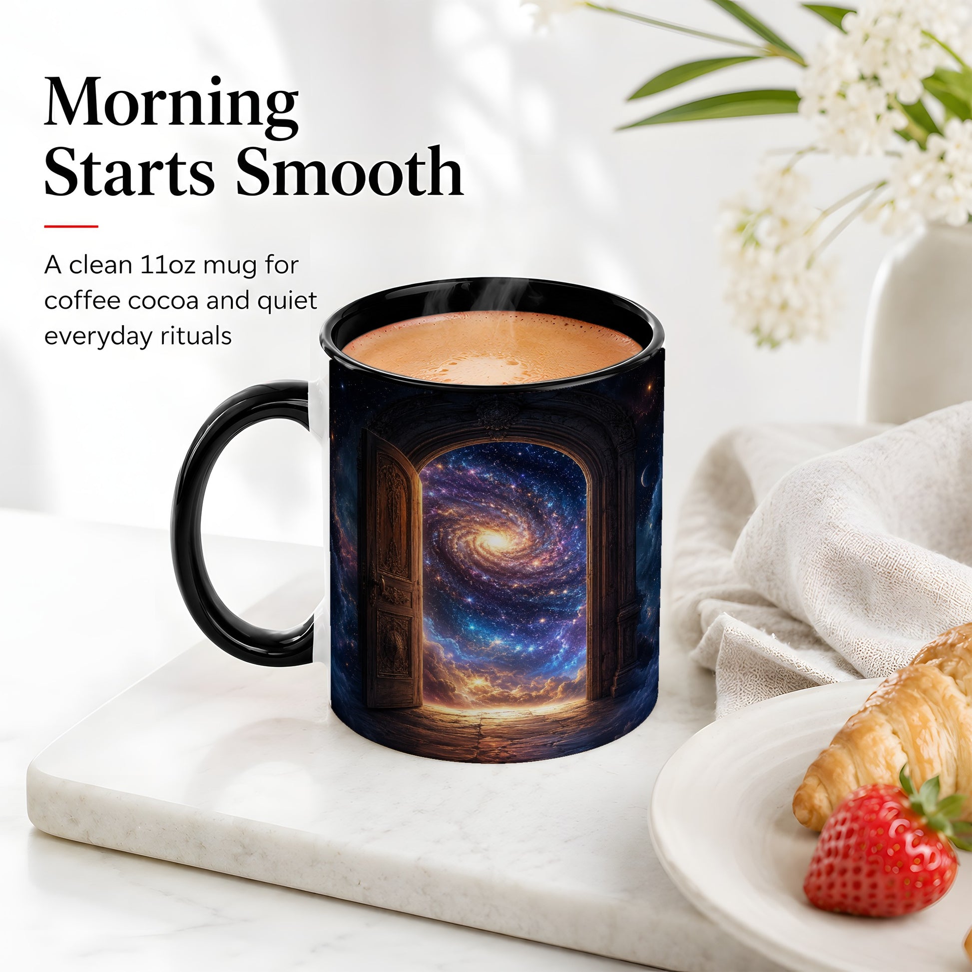 #pl[11oz|Black] Cosmic Doorway Ceramic Mug, Galaxy Portal Celestial Art