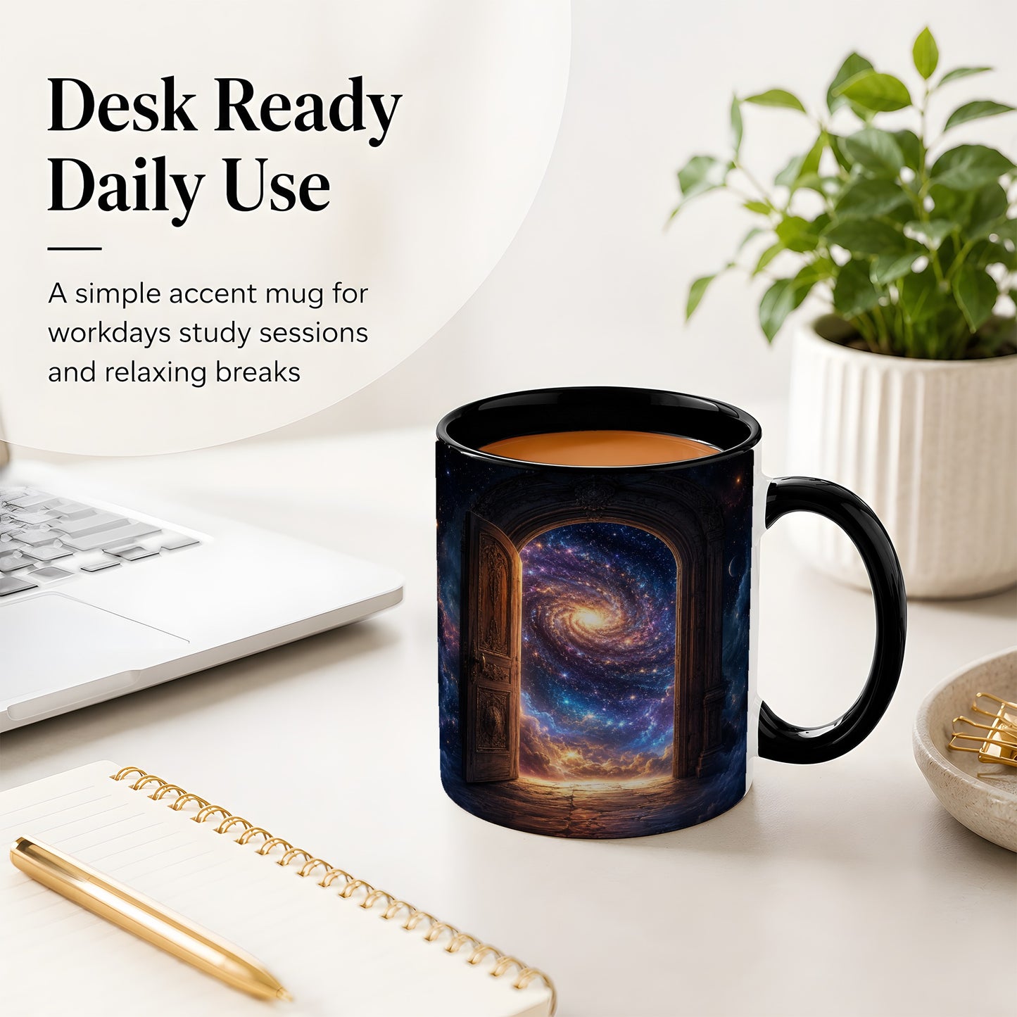 #pl[11oz|Black] Cosmic Doorway Ceramic Mug, Galaxy Portal Celestial Art