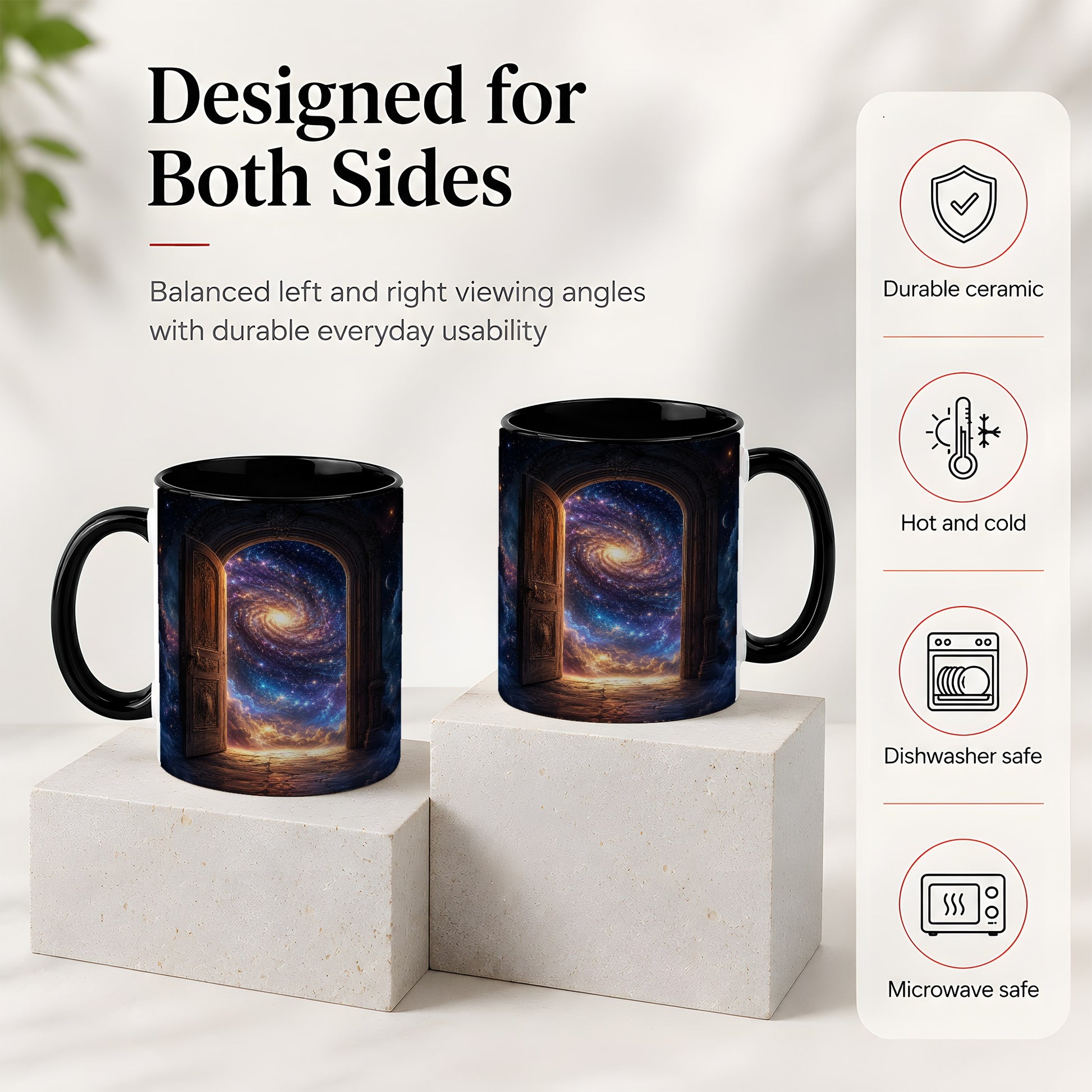 #pl[11oz|Black] Cosmic Doorway Ceramic Mug, Galaxy Portal Celestial Art