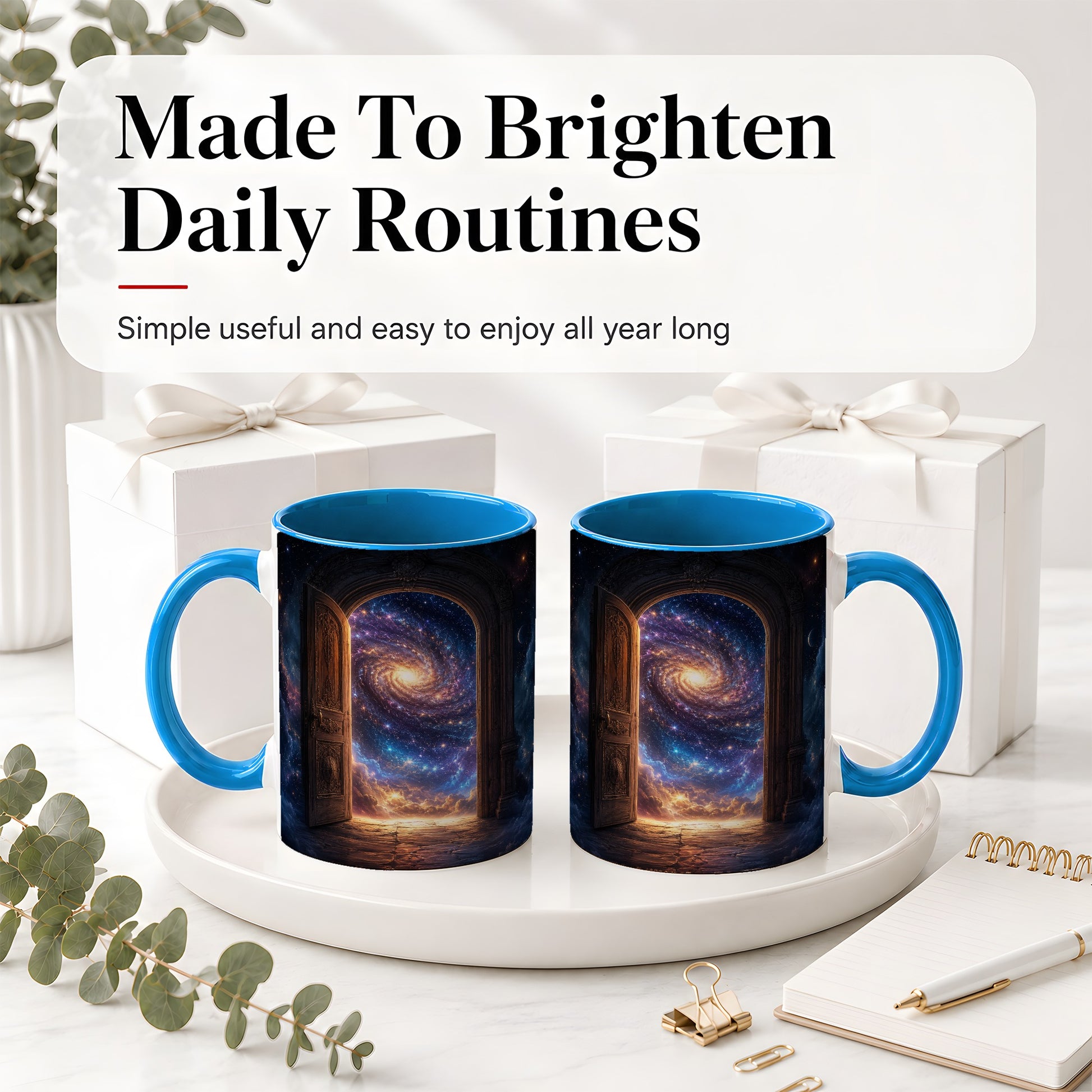 #pl[11oz|Blue] Cosmic Doorway Ceramic Mug, Galaxy Portal Celestial Art