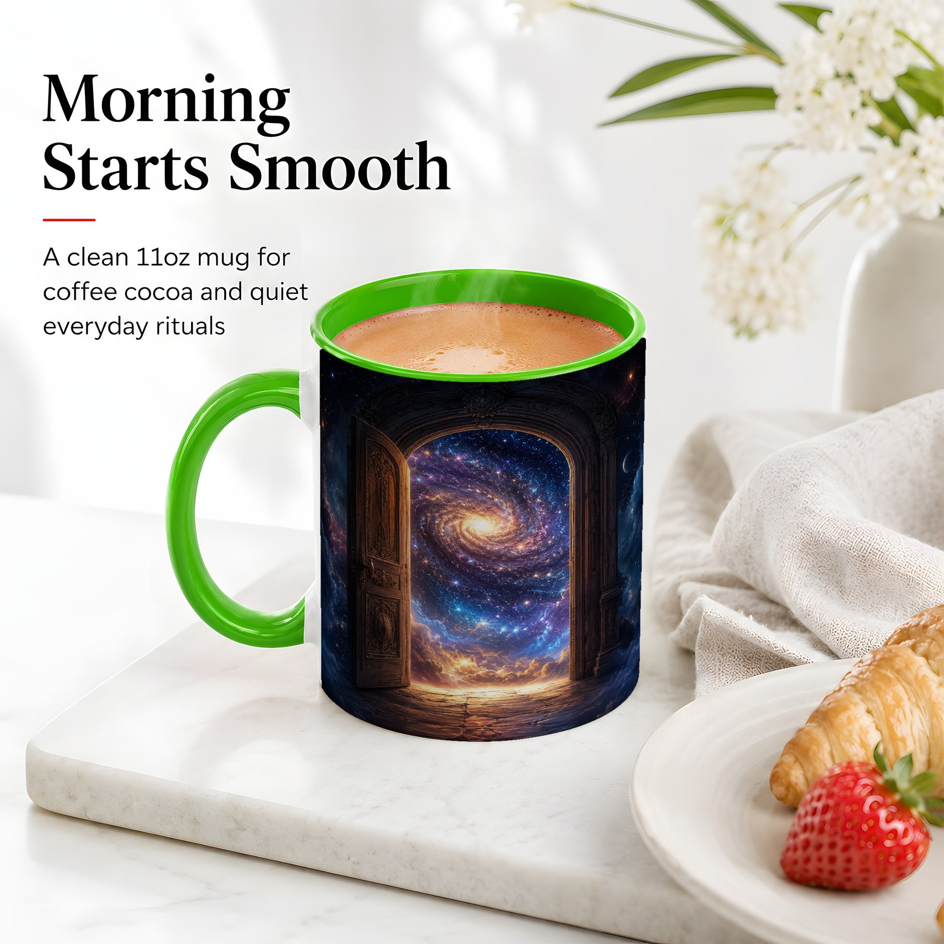 #pl[11oz|Green] Cosmic Doorway Ceramic Mug, Galaxy Portal Celestial Art