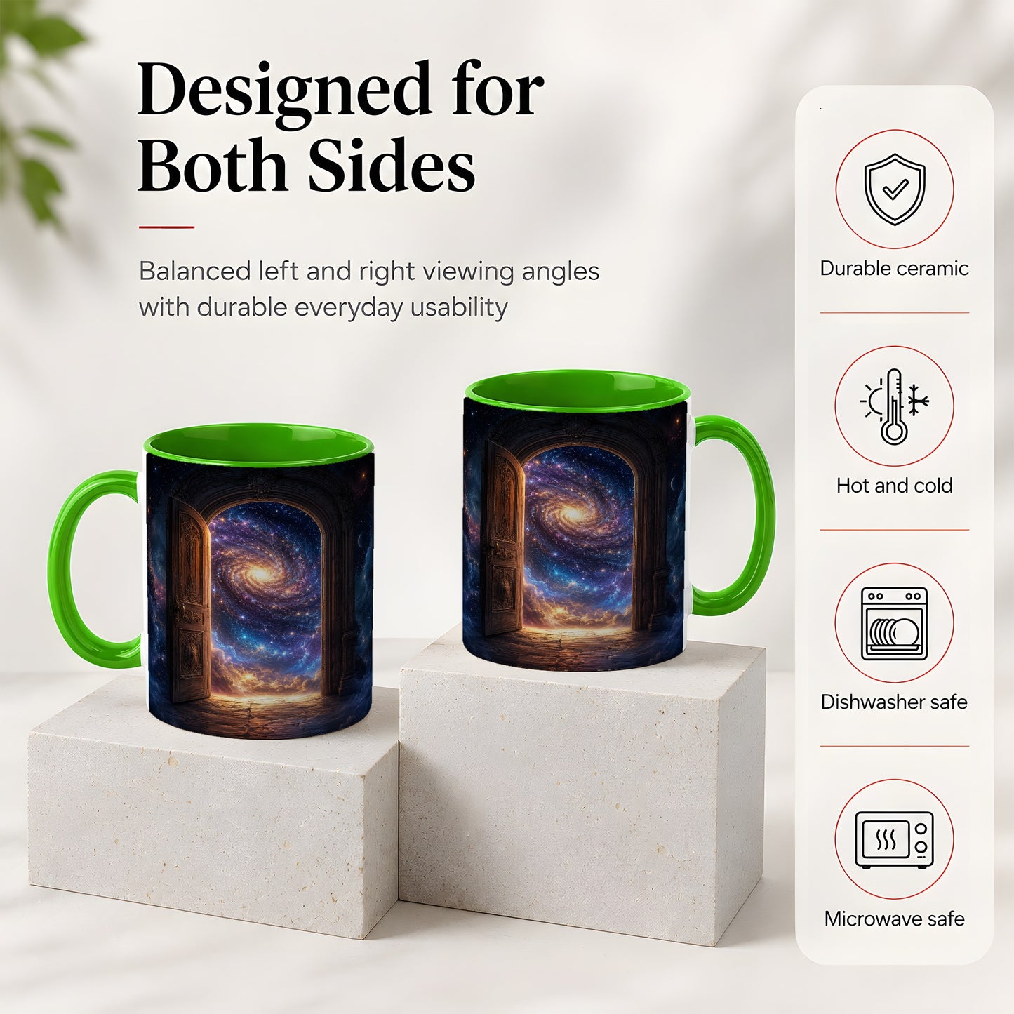 #pl[11oz|Green] Cosmic Doorway Ceramic Mug, Galaxy Portal Celestial Art
