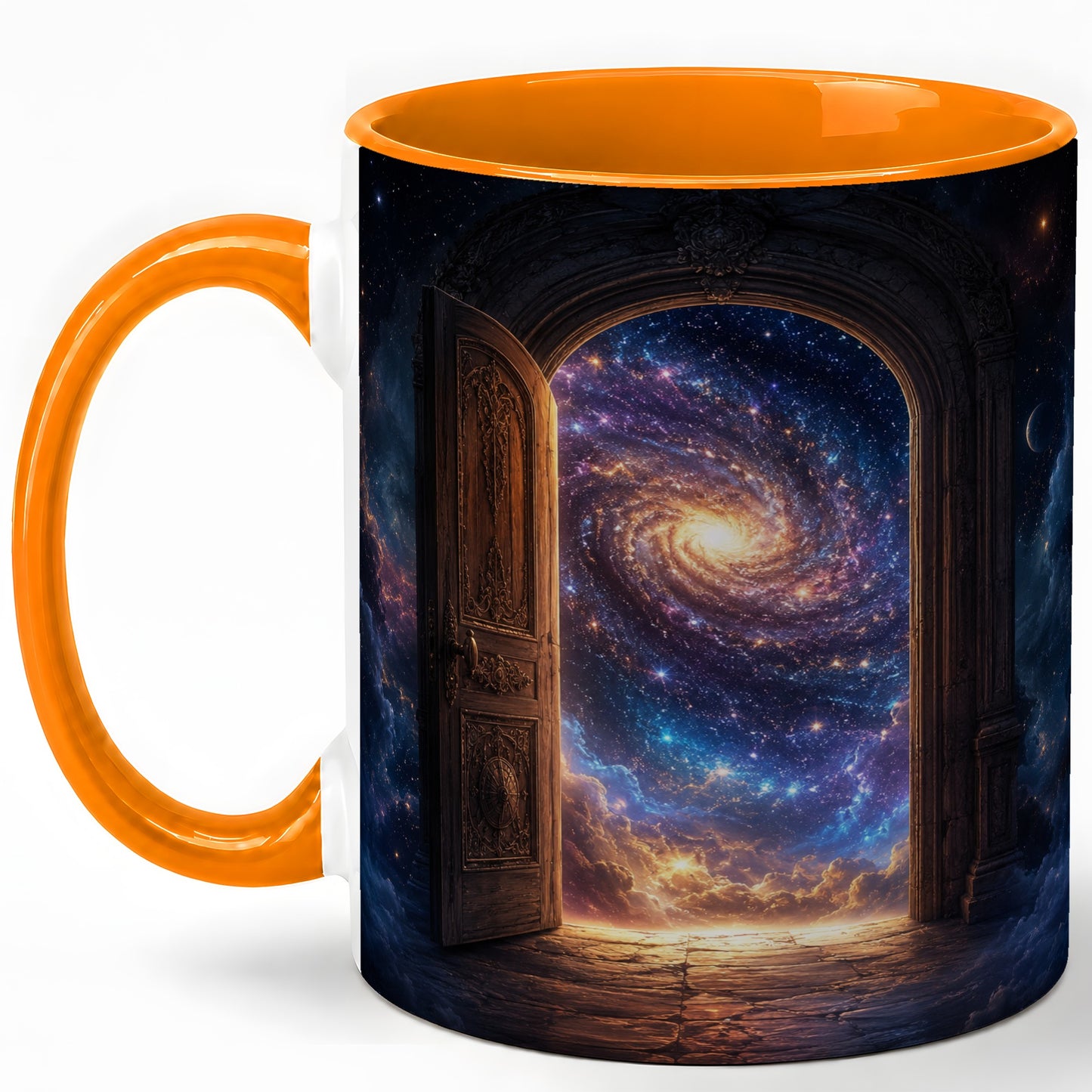 #pl[11oz|Orange] Cosmic Doorway Ceramic Mug, Galaxy Portal Celestial Art
