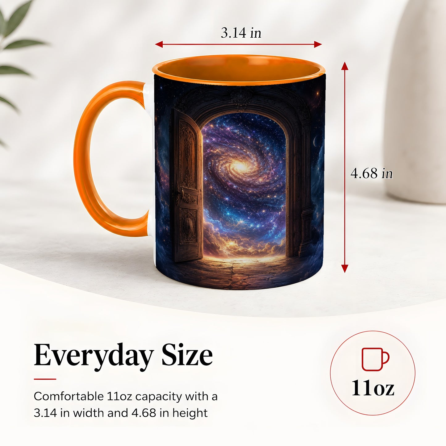#pl[11oz|Orange] Cosmic Doorway Ceramic Mug, Galaxy Portal Celestial Art