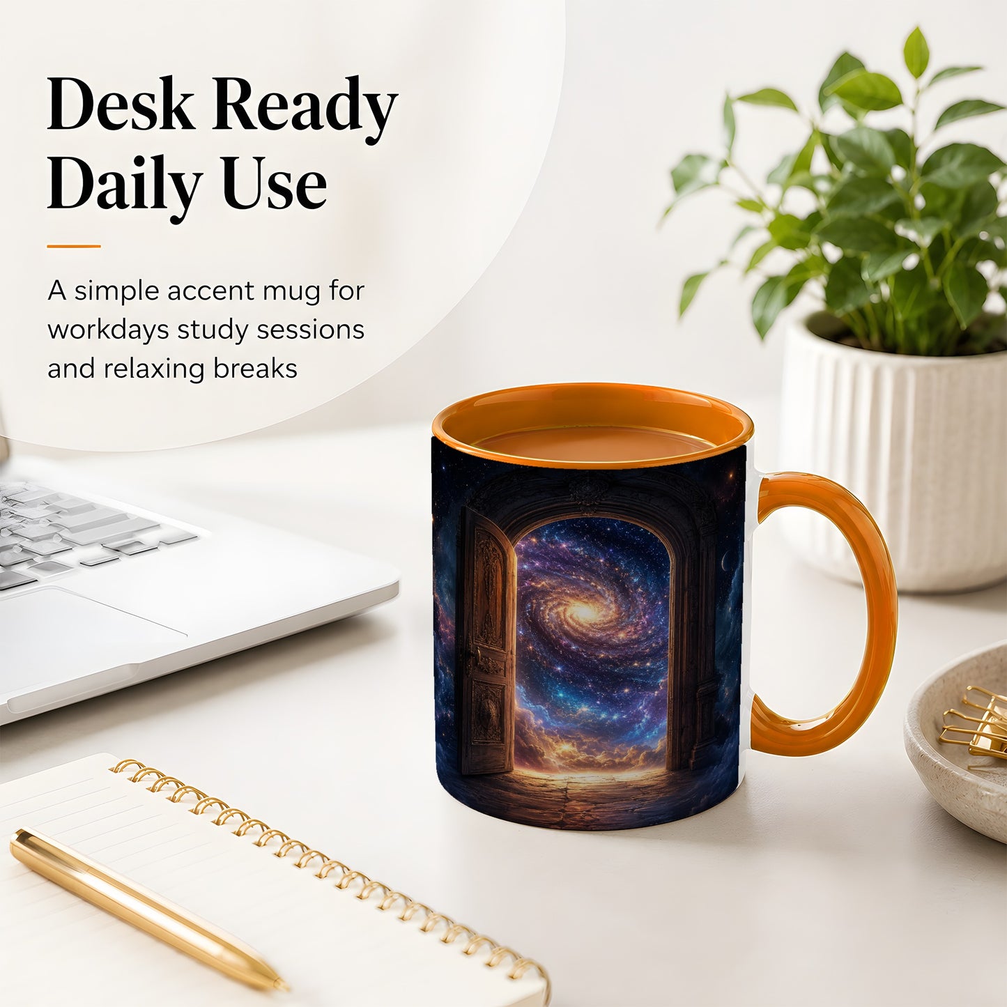 #pl[11oz|Orange] Cosmic Doorway Ceramic Mug, Galaxy Portal Celestial Art
