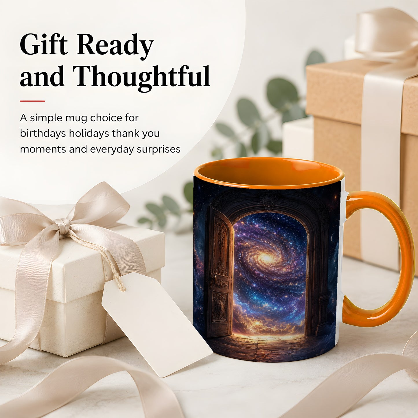 #pl[11oz|Orange] Cosmic Doorway Ceramic Mug, Galaxy Portal Celestial Art